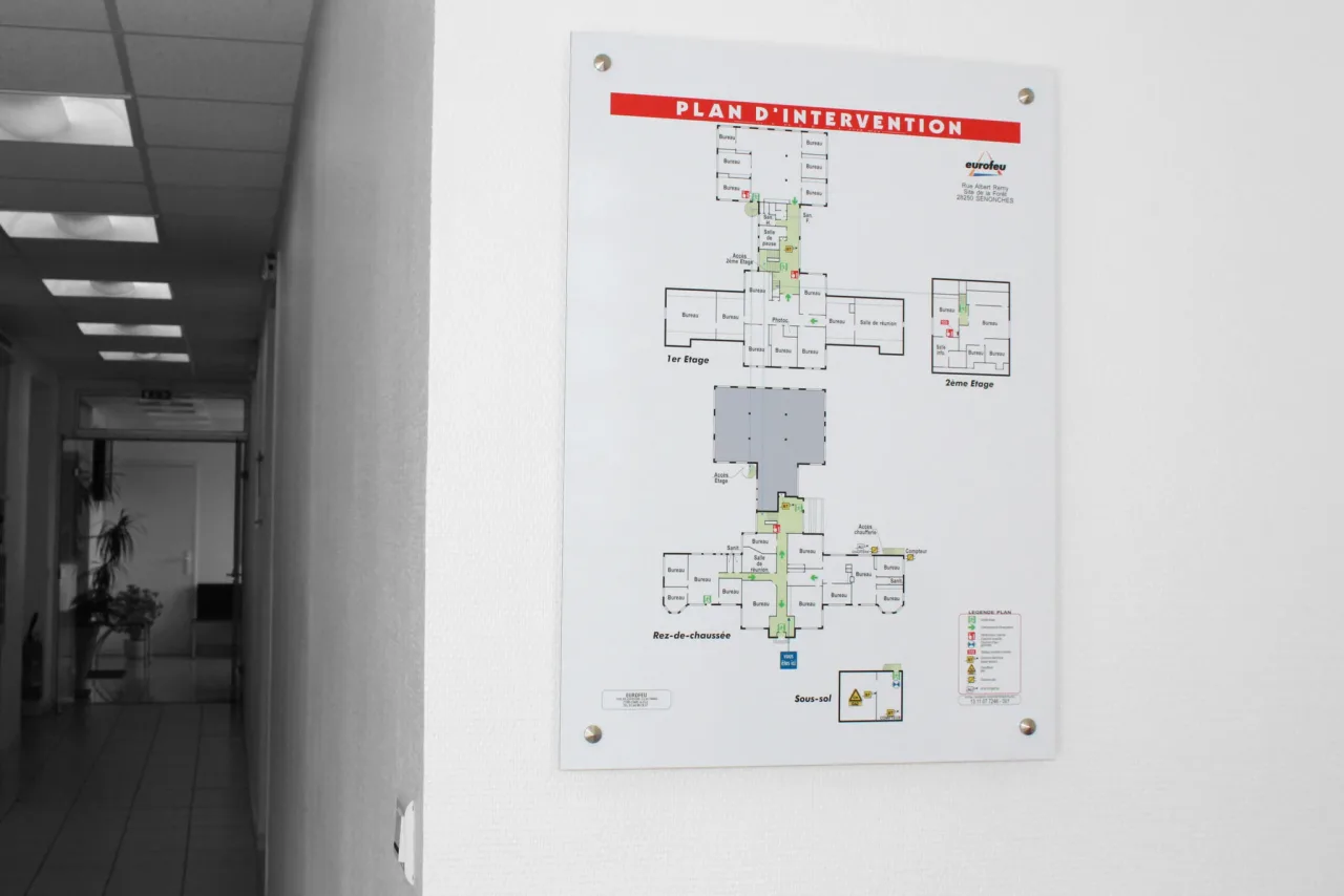 Plan d’intervention Eurofeu fixé au mur